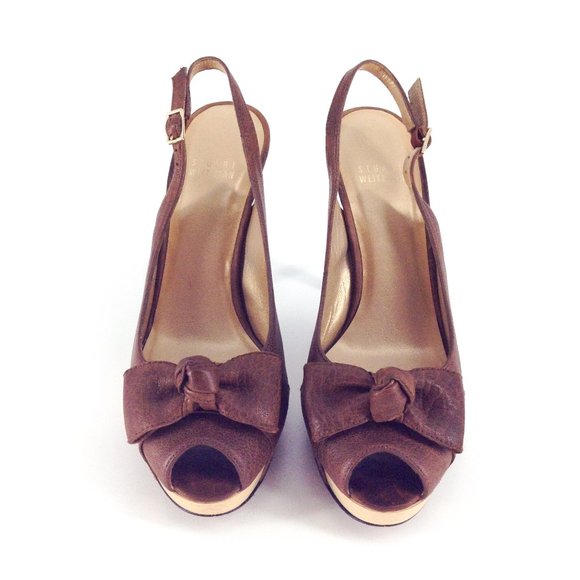 STUART WEITZMAN Friller Peep Toe Slingback Heels - Picture 1 of 8